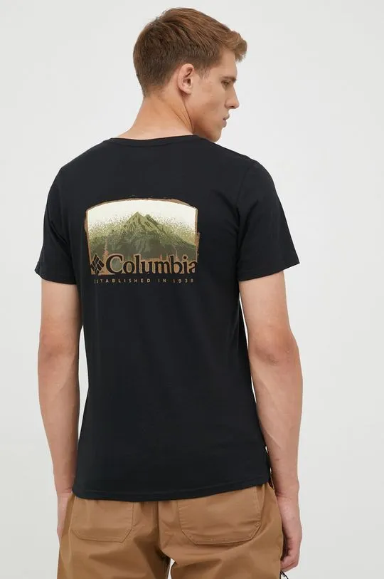 Columbia cotton T-shirt Rapid Ridge Back Graphic black color