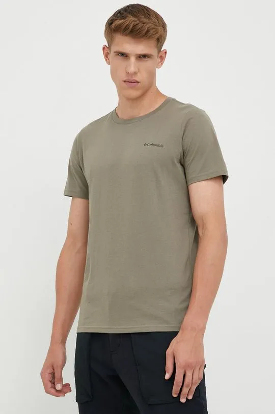 Columbia cotton T-shirt Rapid Ridge Back Graphic green color