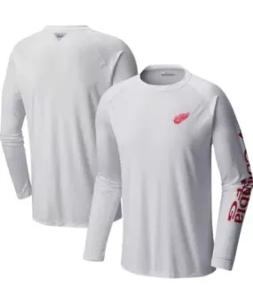 Columbia Men's NHL Detroit Wings Terminal Tackle Omni-Shade Raglan Long Sleeve T-Shirt