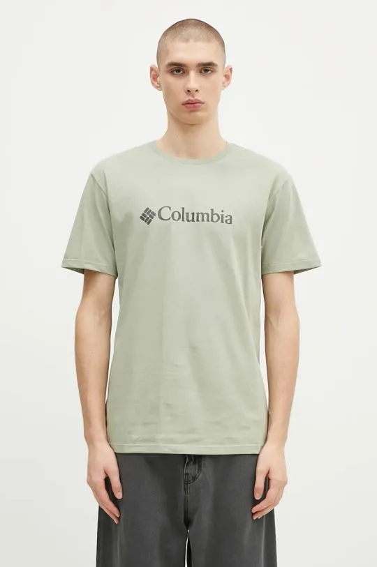 Columbia t-shirt CSC Basic Logo men’s green color with a print 1680053