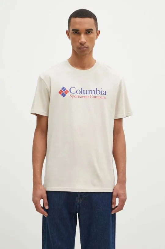 Columbia t-shirt men’s beige color with a print