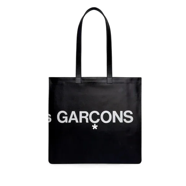 Comme Des Garcons Wallet Huge Logo Tote Bag - Black