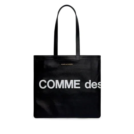 Comme Des Garcons Wallet Huge Logo Tote Bag - Black