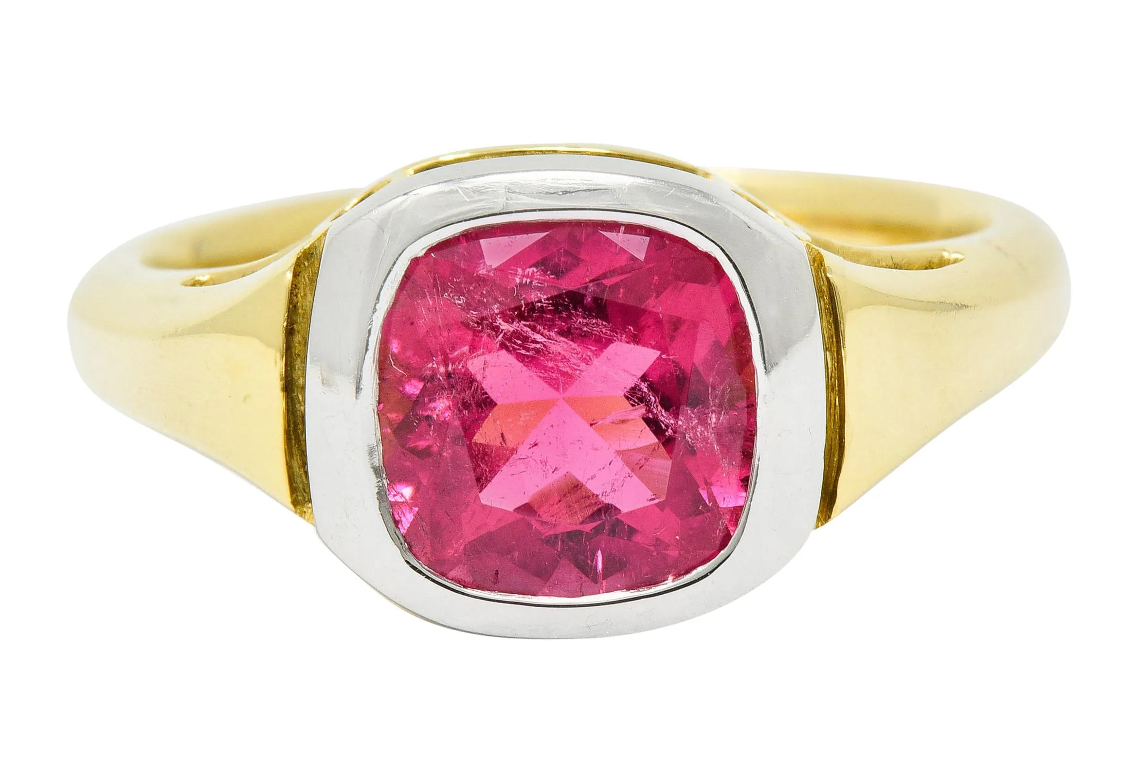 Contemporary Pink Tourmaline Platinum 18 Karat Gold Gemstone Ring