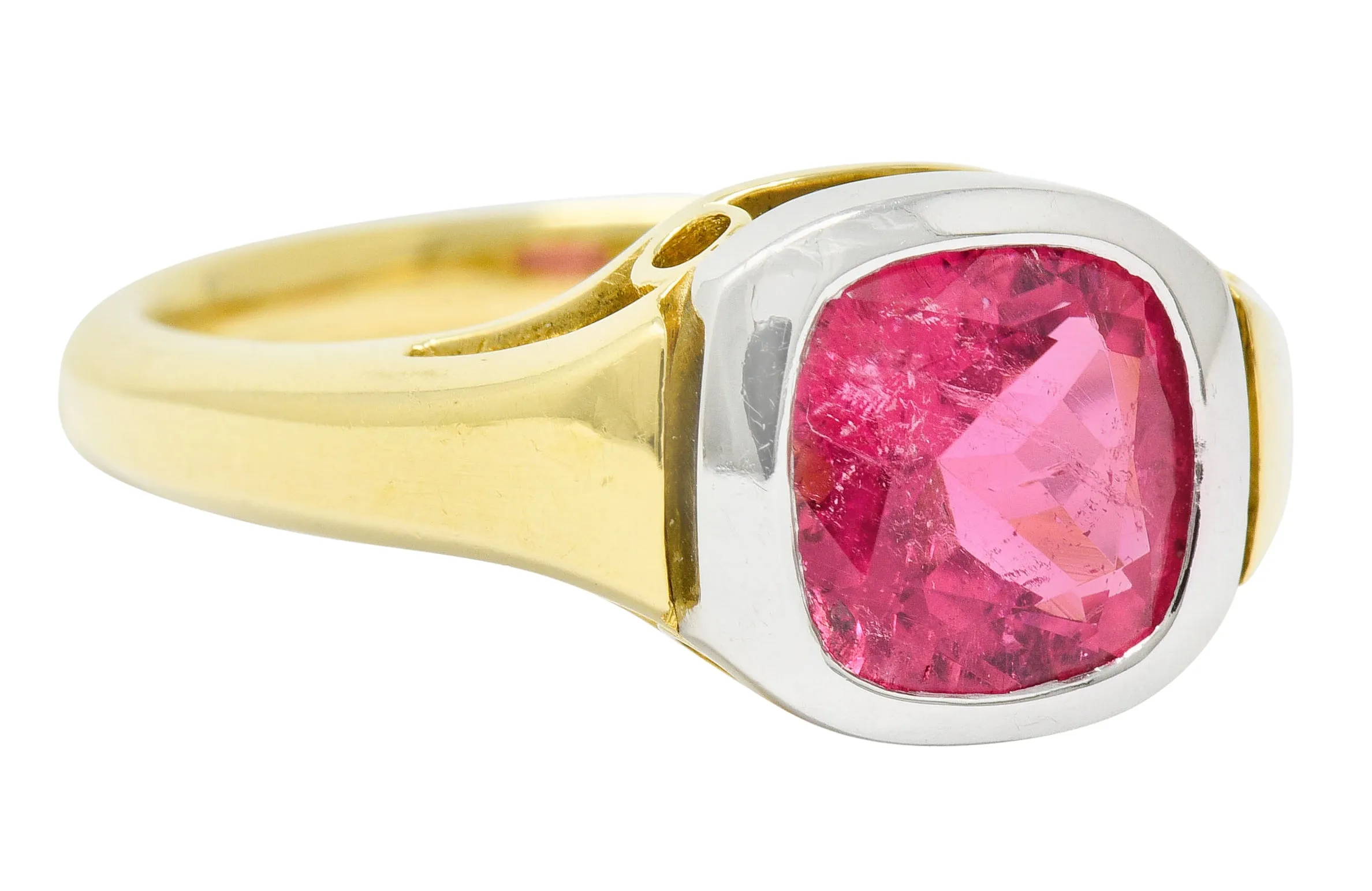 Contemporary Pink Tourmaline Platinum 18 Karat Gold Gemstone Ring