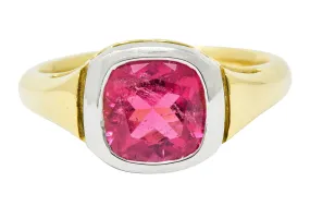 Contemporary Pink Tourmaline Platinum 18 Karat Gold Gemstone Ring