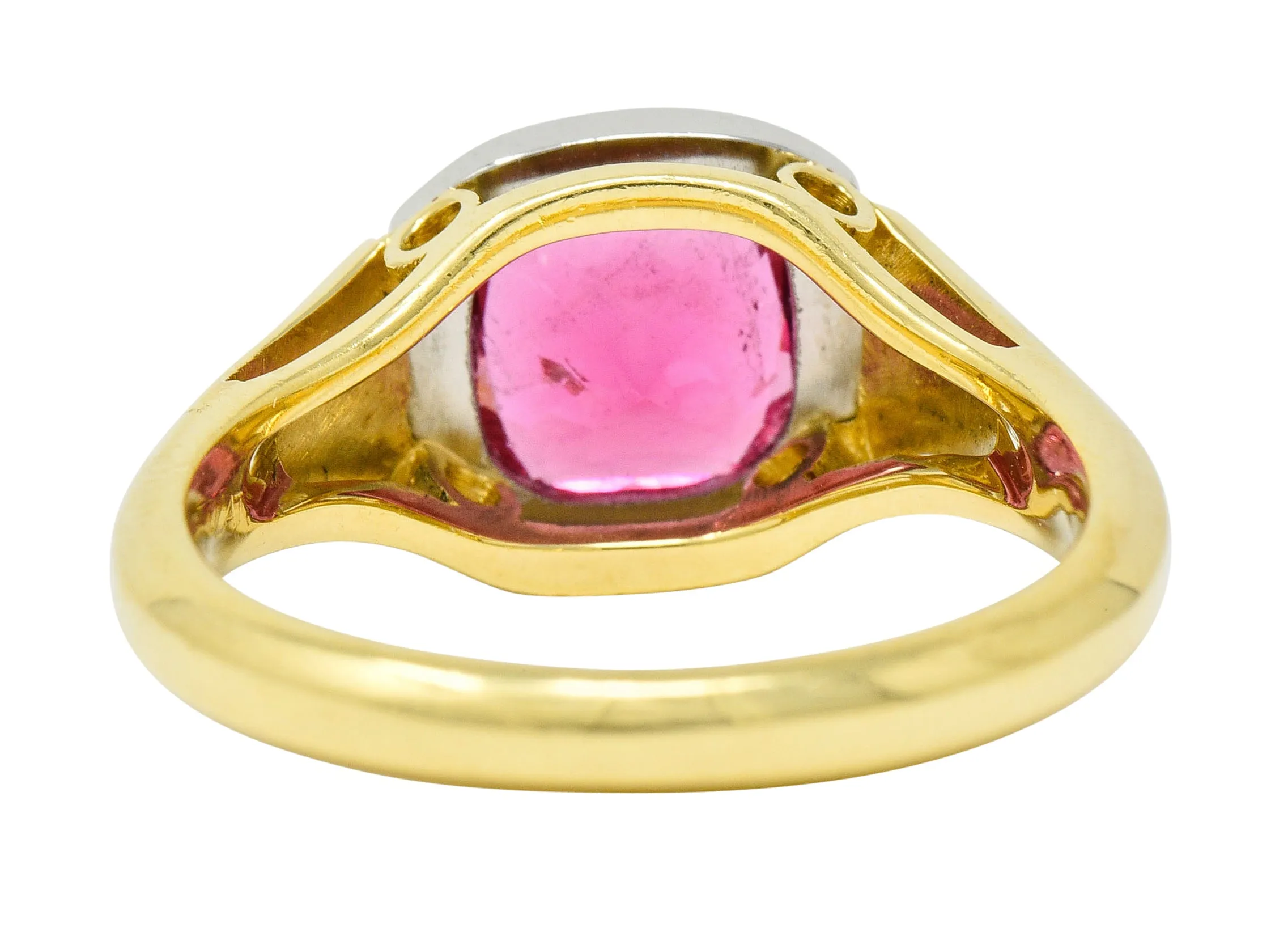 Contemporary Pink Tourmaline Platinum 18 Karat Gold Gemstone Ring