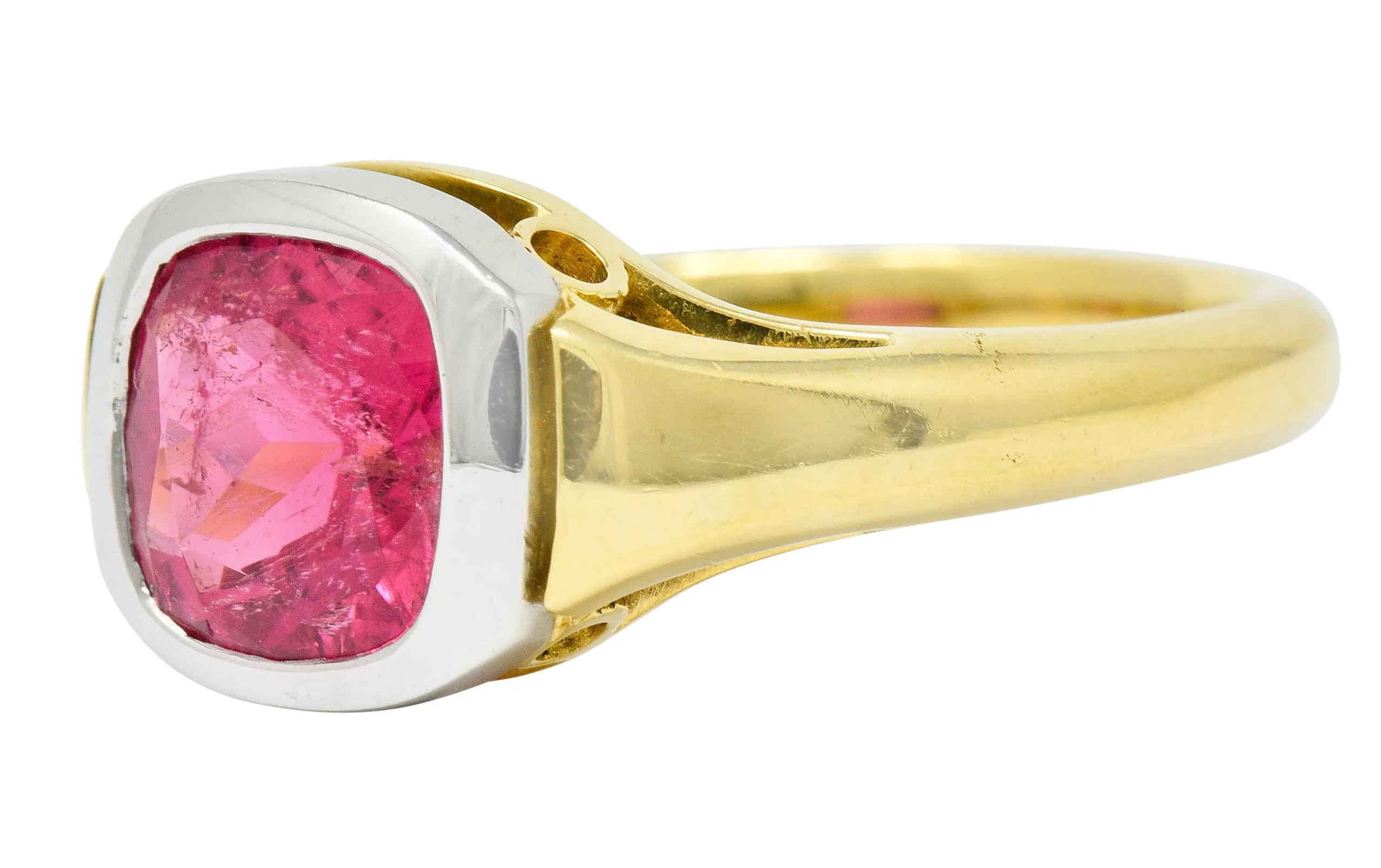 Contemporary Pink Tourmaline Platinum 18 Karat Gold Gemstone Ring