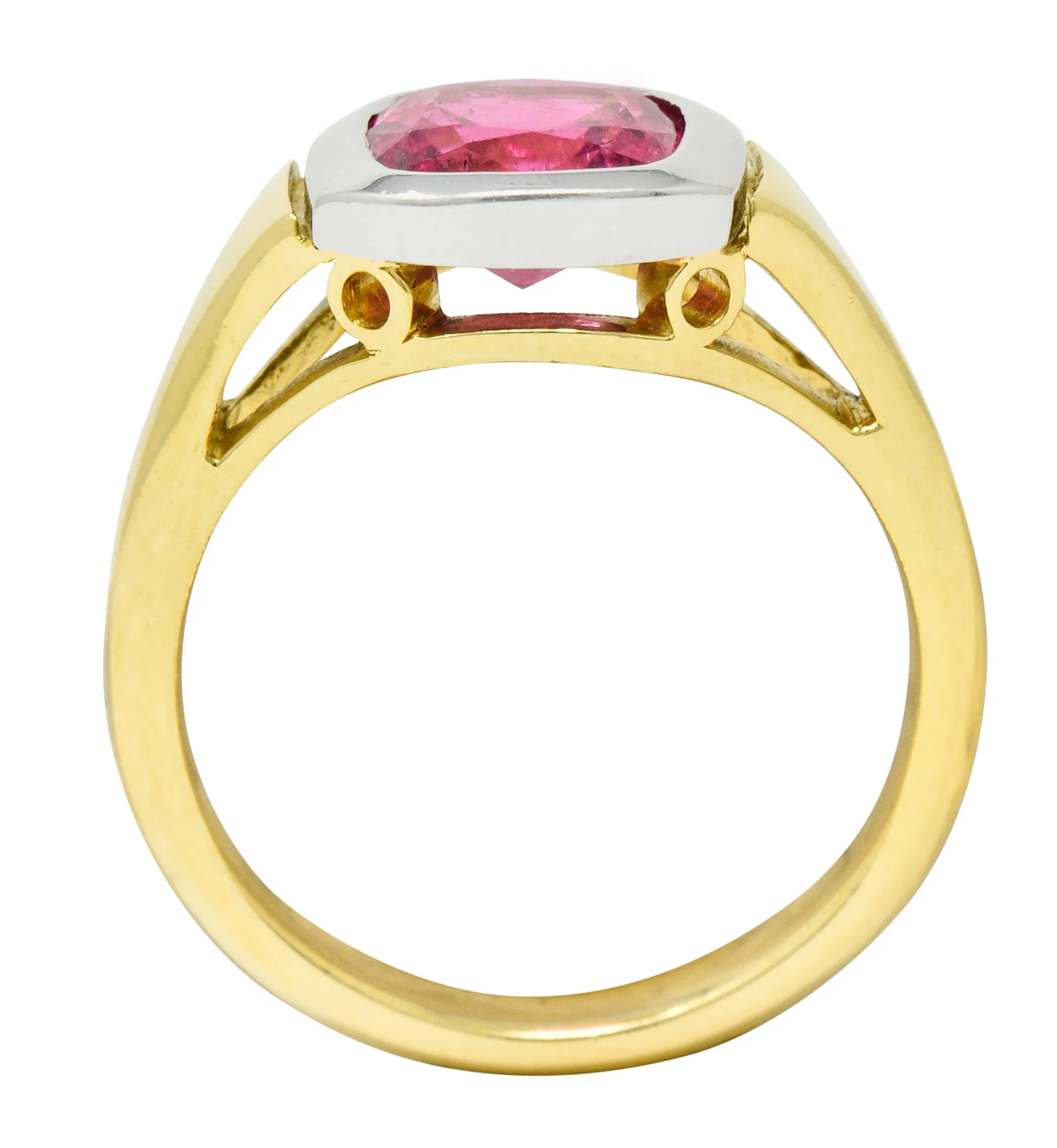 Contemporary Pink Tourmaline Platinum 18 Karat Gold Gemstone Ring