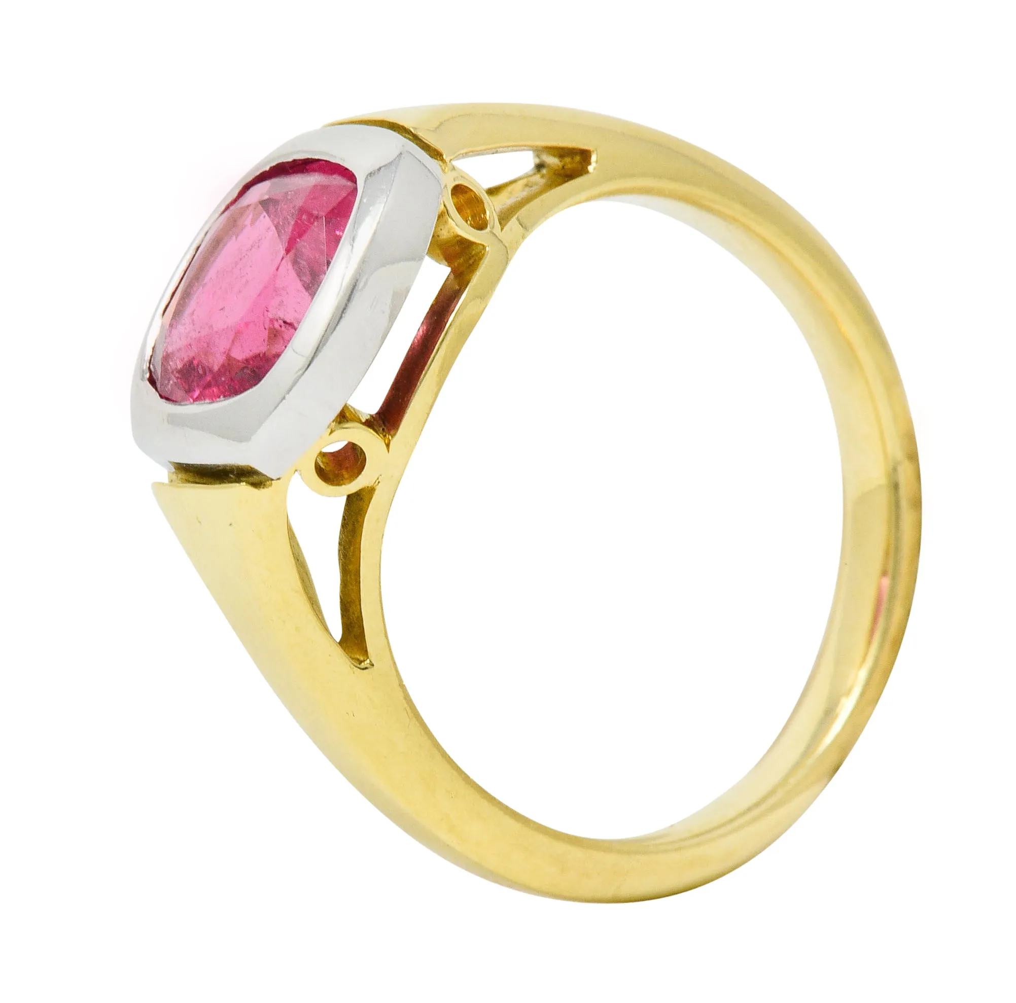 Contemporary Pink Tourmaline Platinum 18 Karat Gold Gemstone Ring