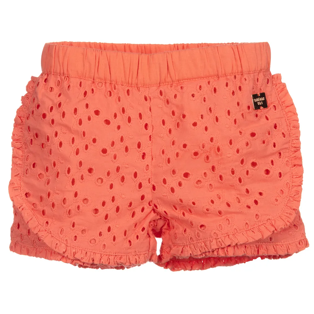 Coral Pink Cotton Shorts