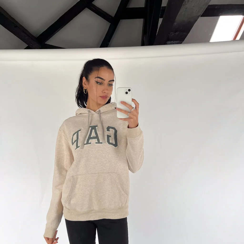 Cream 90s GAP Spellout Hoodie Sweatshirt (M)