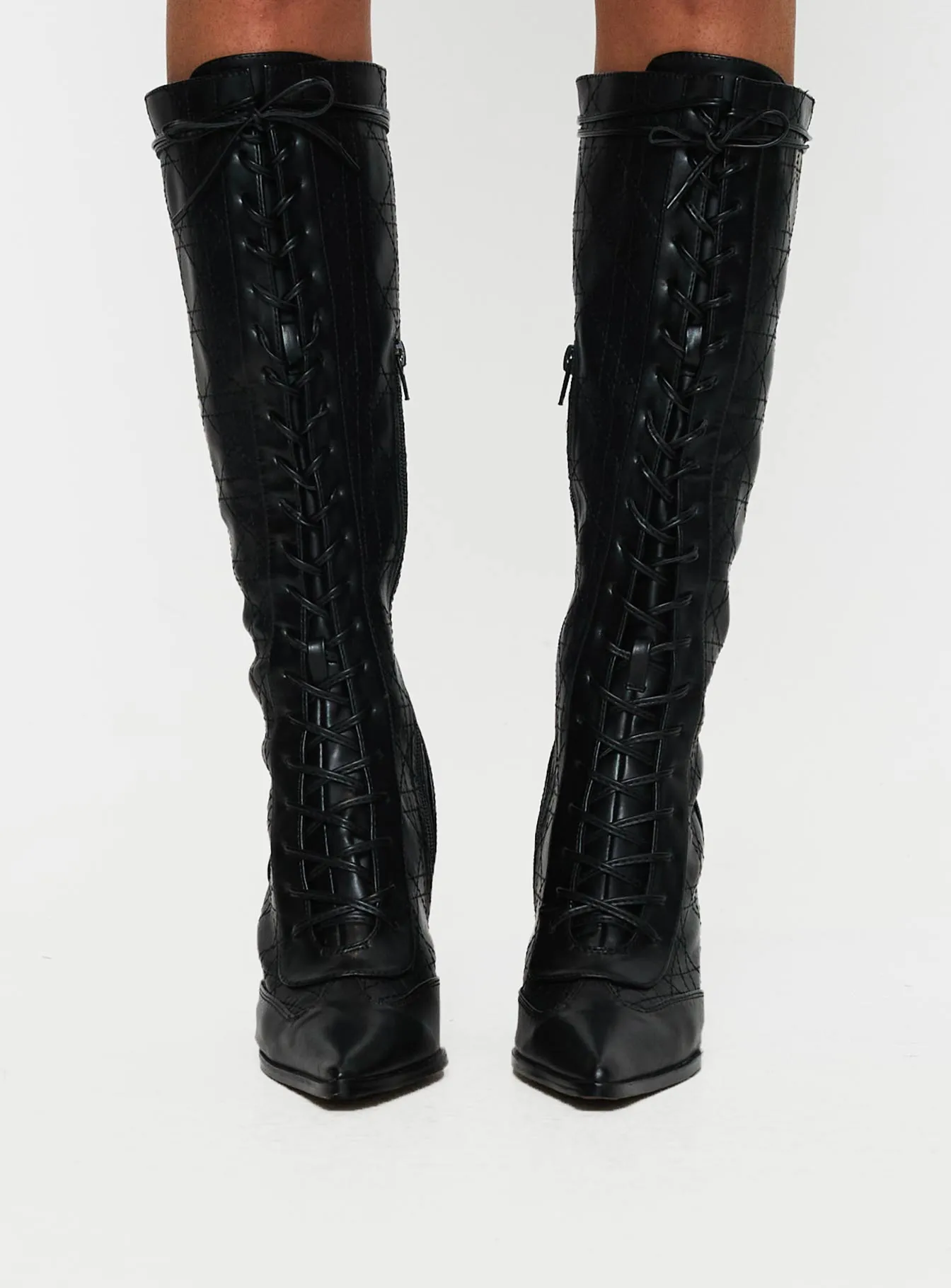 Creator Knee High Lace-up Boots Black