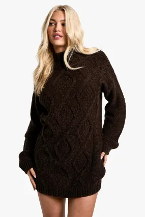 Crew Neck Cable Sweater Dress