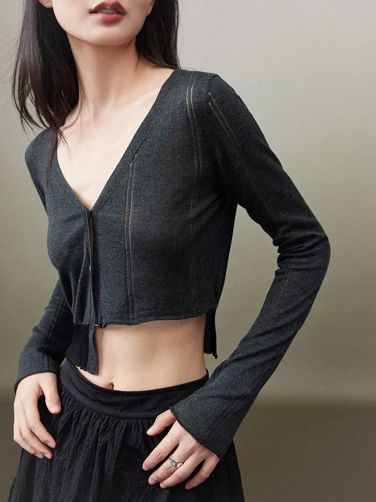 Cropped Knitted Cardigan