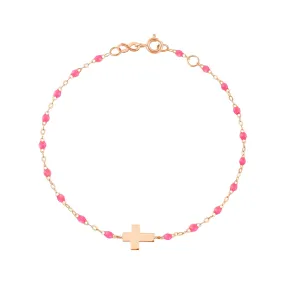 Cross Charm Classic Gigi Pink bracelet, Rose Gold, 6.7