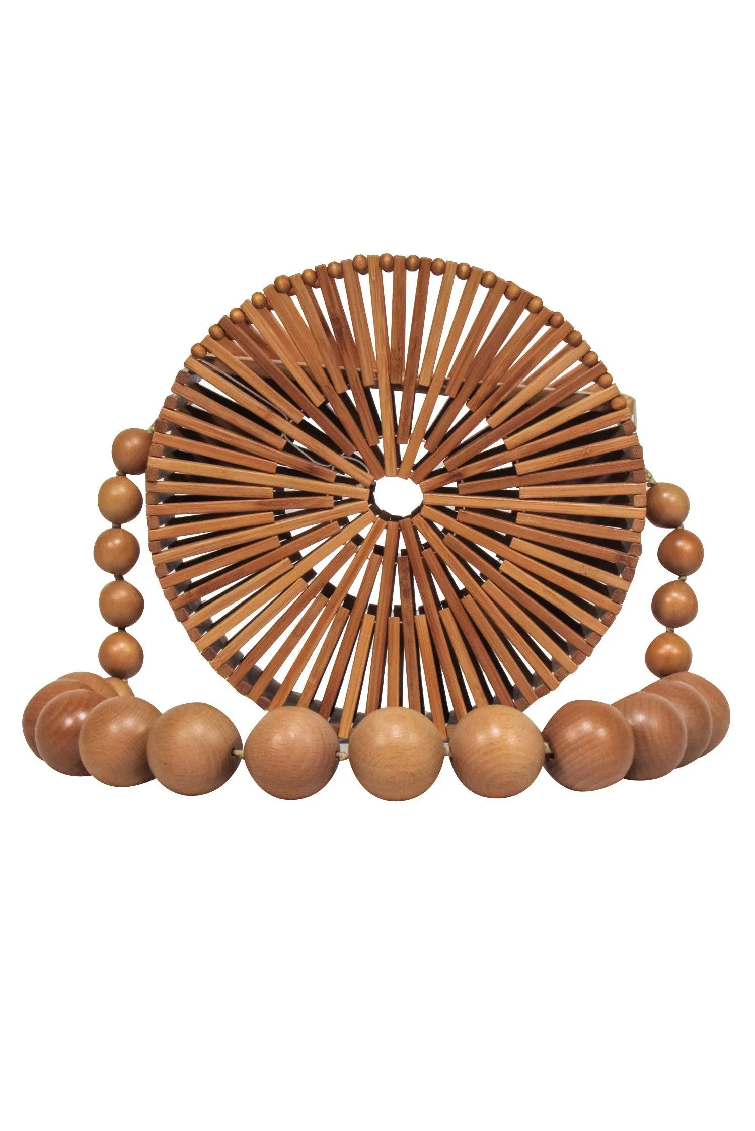 Cult Gaia - Tan Wooden Round Shoulder Bag