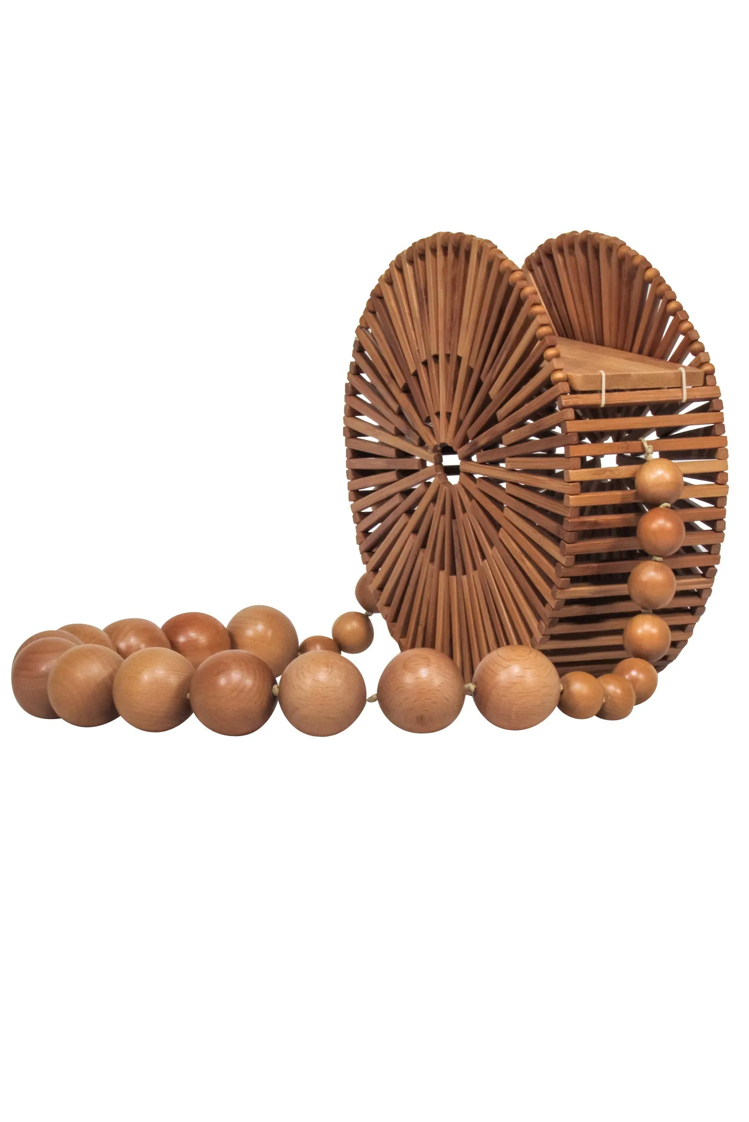 Cult Gaia - Tan Wooden Round Shoulder Bag