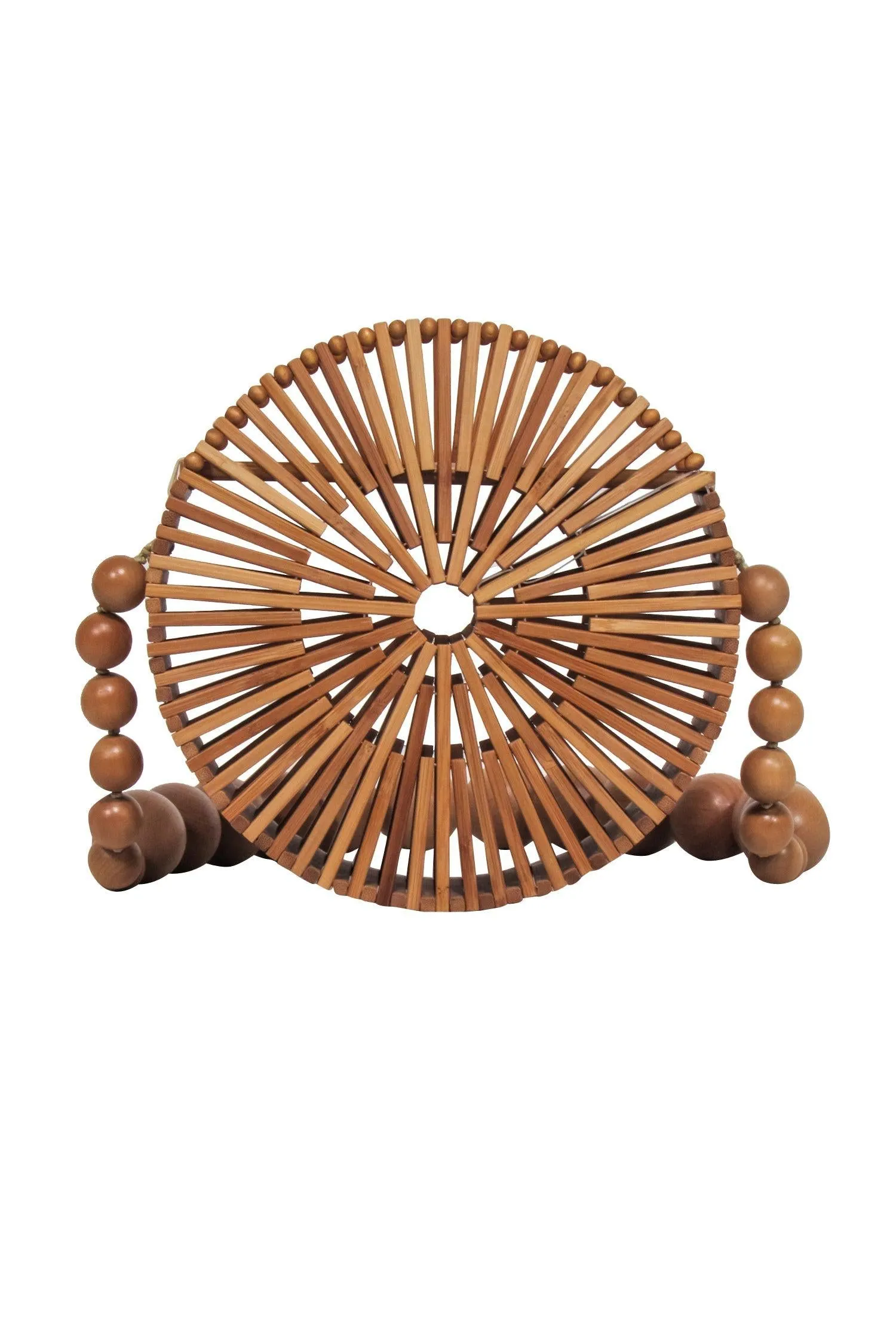 Cult Gaia - Tan Wooden Round Shoulder Bag