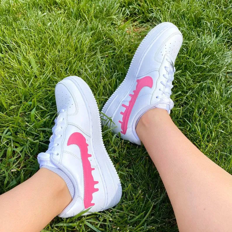 Custom Pink Nike Drip Air Force Ones