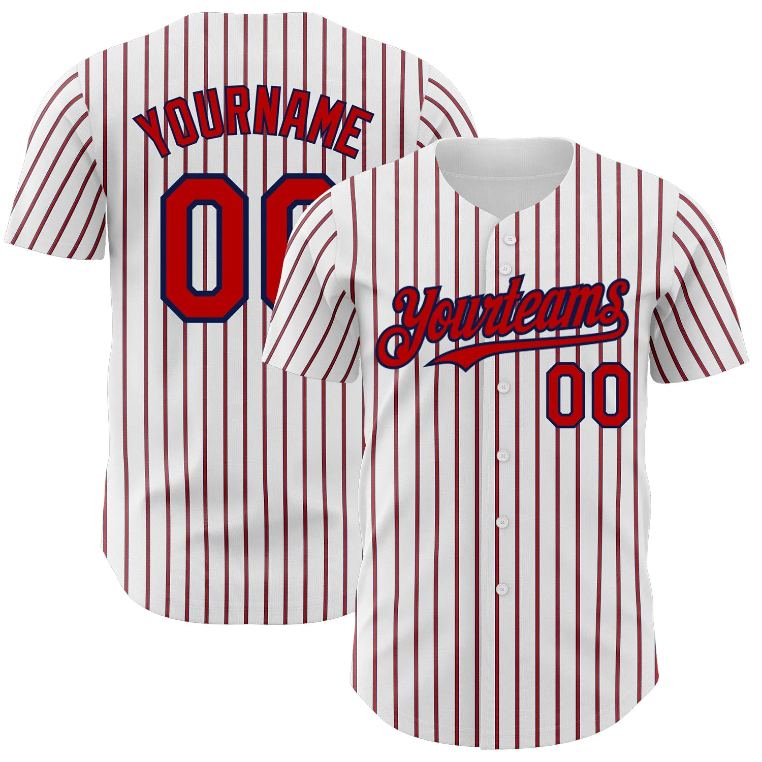 Custom White (Navy Red Pinstripe) Red-Navy Authentic Baseball Jersey