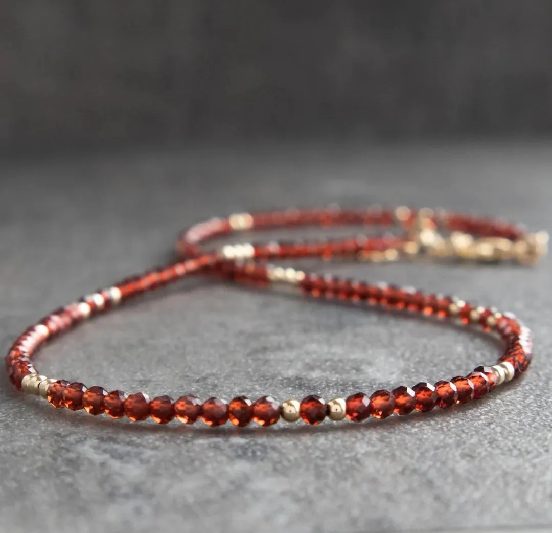 Dainty Red Pomegranate Garnet Gemstone Necklace