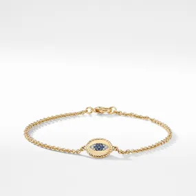 David Yurman Evil Eye Charm Bracelet with Blue Sapphire, Diamonds and Black Diamonds in Gold