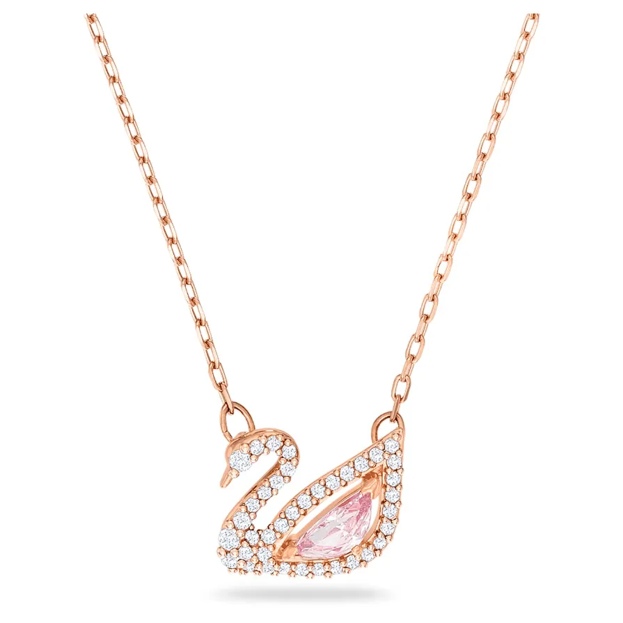 Dazzling Swan necklace Swan, Pink, Rose gold-tone plated 