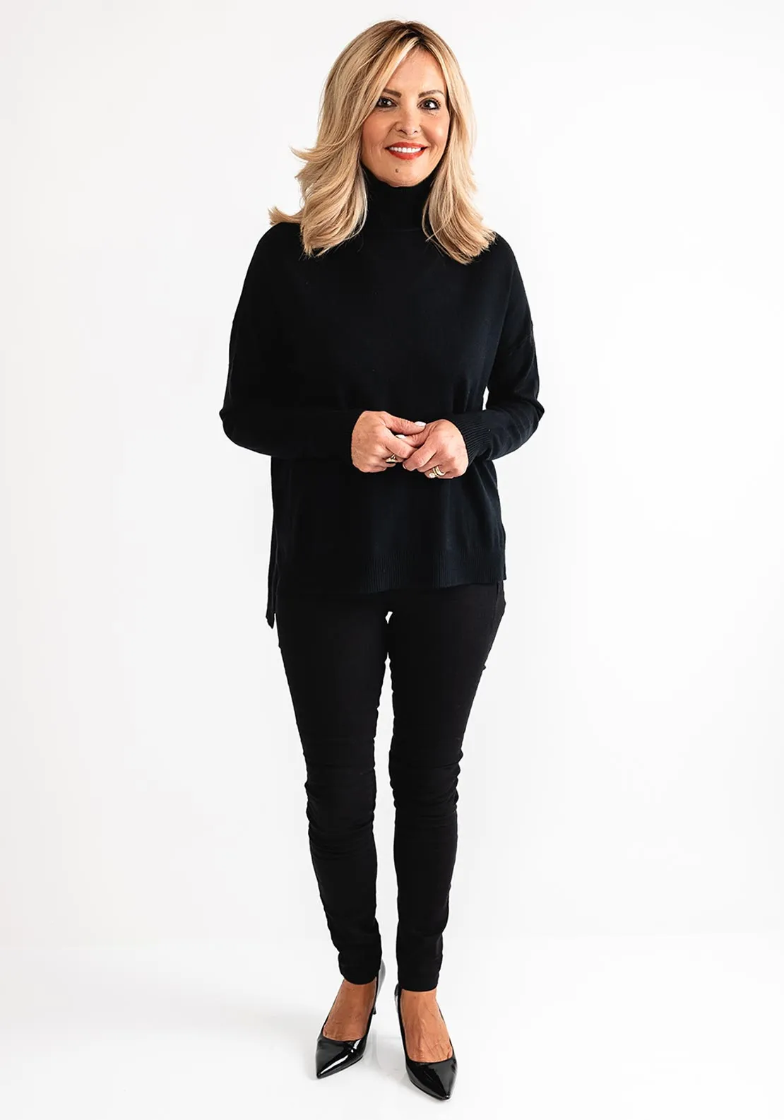 D.E.C.K By Decollage One Size Roll Neck Sweater, Black