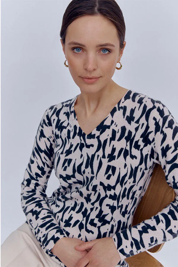 Devernois ABICOLOR TWO TONE GEOMETRIC PRINT SWEATER