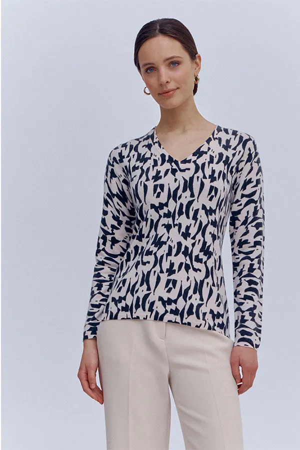 Devernois ABICOLOR TWO TONE GEOMETRIC PRINT SWEATER