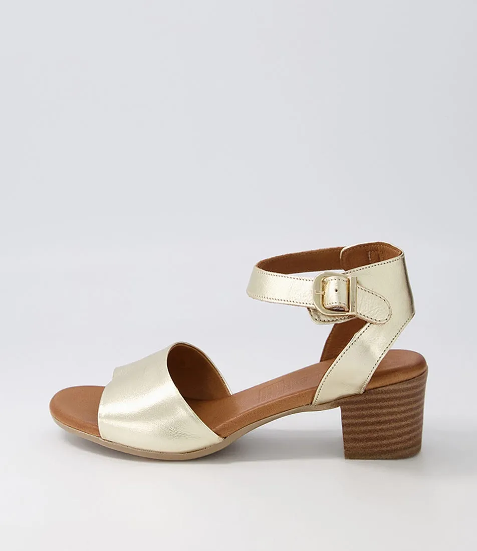 DIANA FERRARI Evvae Pale Gold Leather Sandals