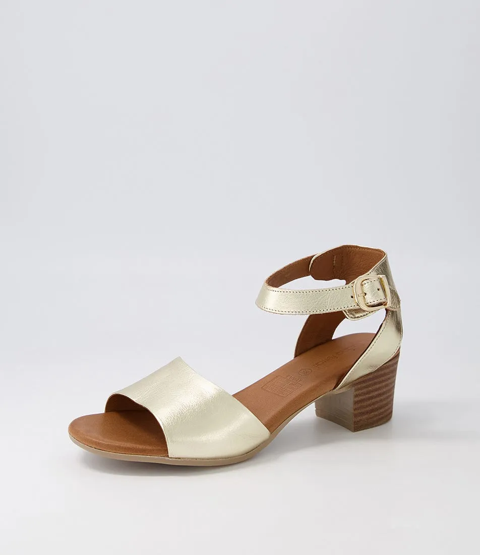 DIANA FERRARI Evvae Pale Gold Leather Sandals