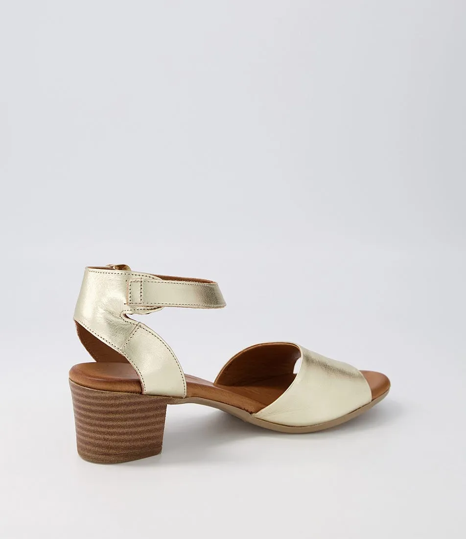 DIANA FERRARI Evvae Pale Gold Leather Sandals