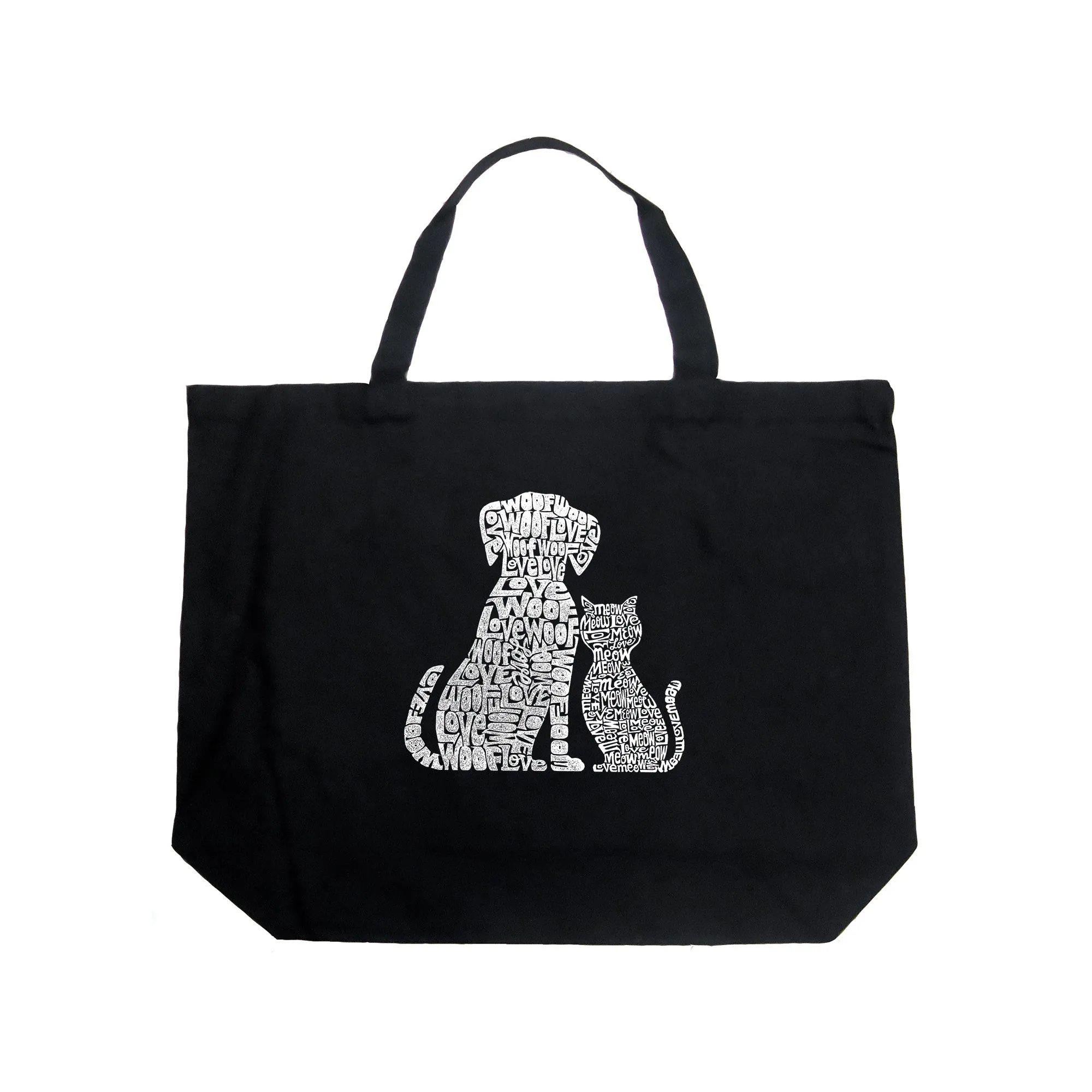 Dogs and Cats  - Large Word Art Tote Bag