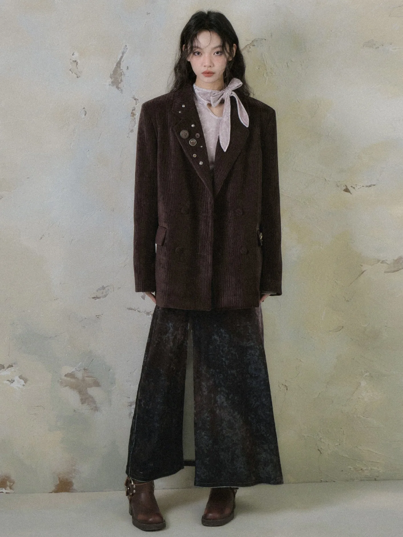 Double Breasted Loose Corduroy Jacket