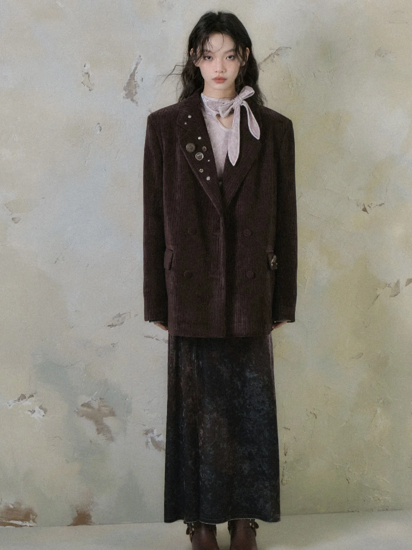 Double Breasted Loose Corduroy Jacket