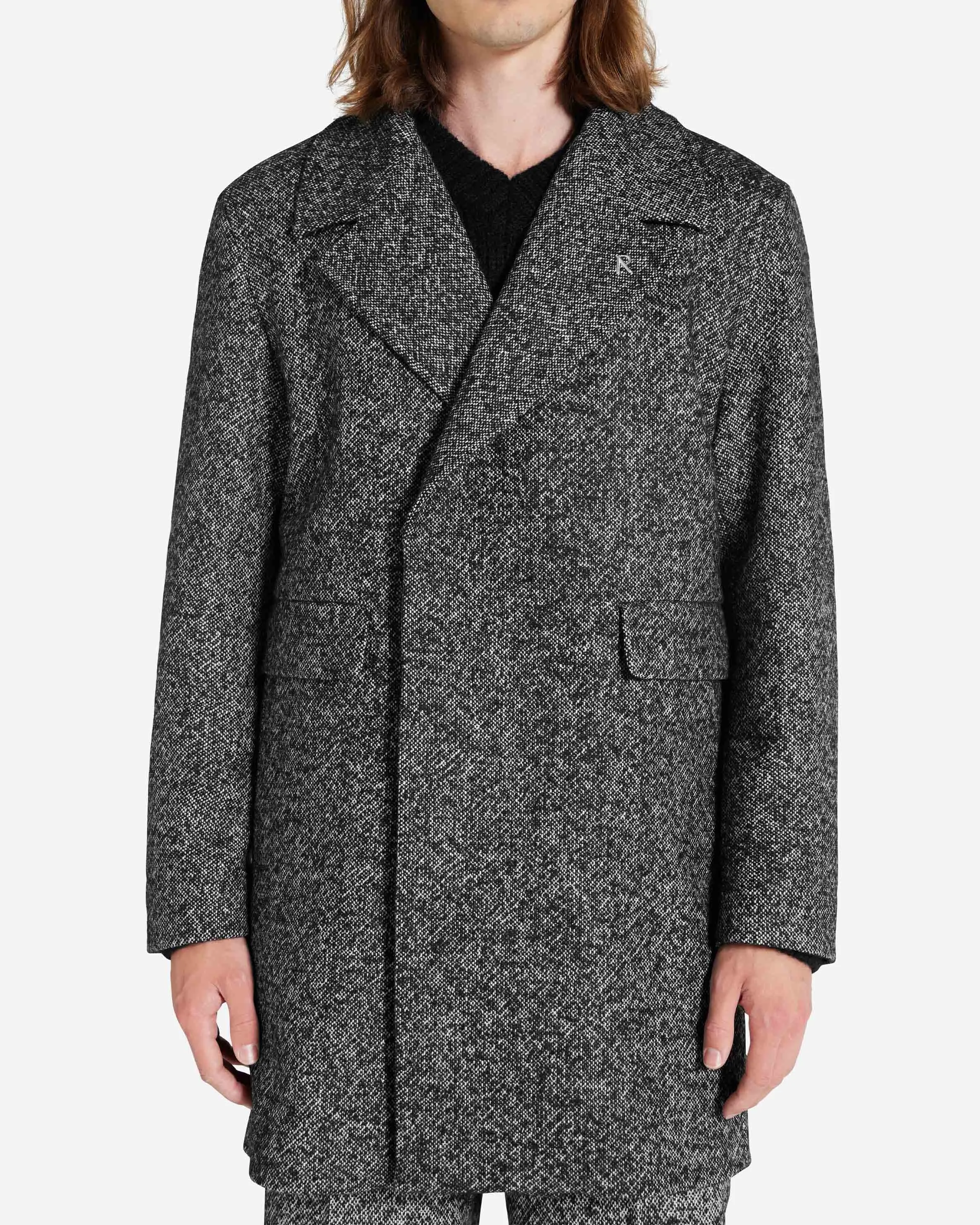 Double Breasted Overcoat - Black White