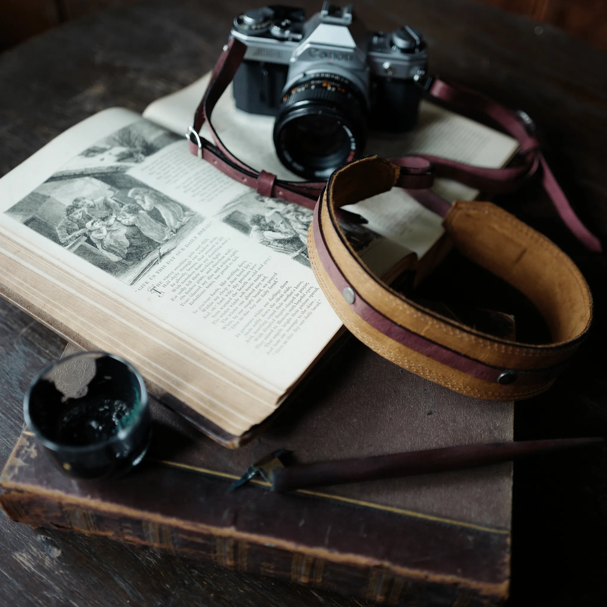 Dual Color Leather Camera Strap