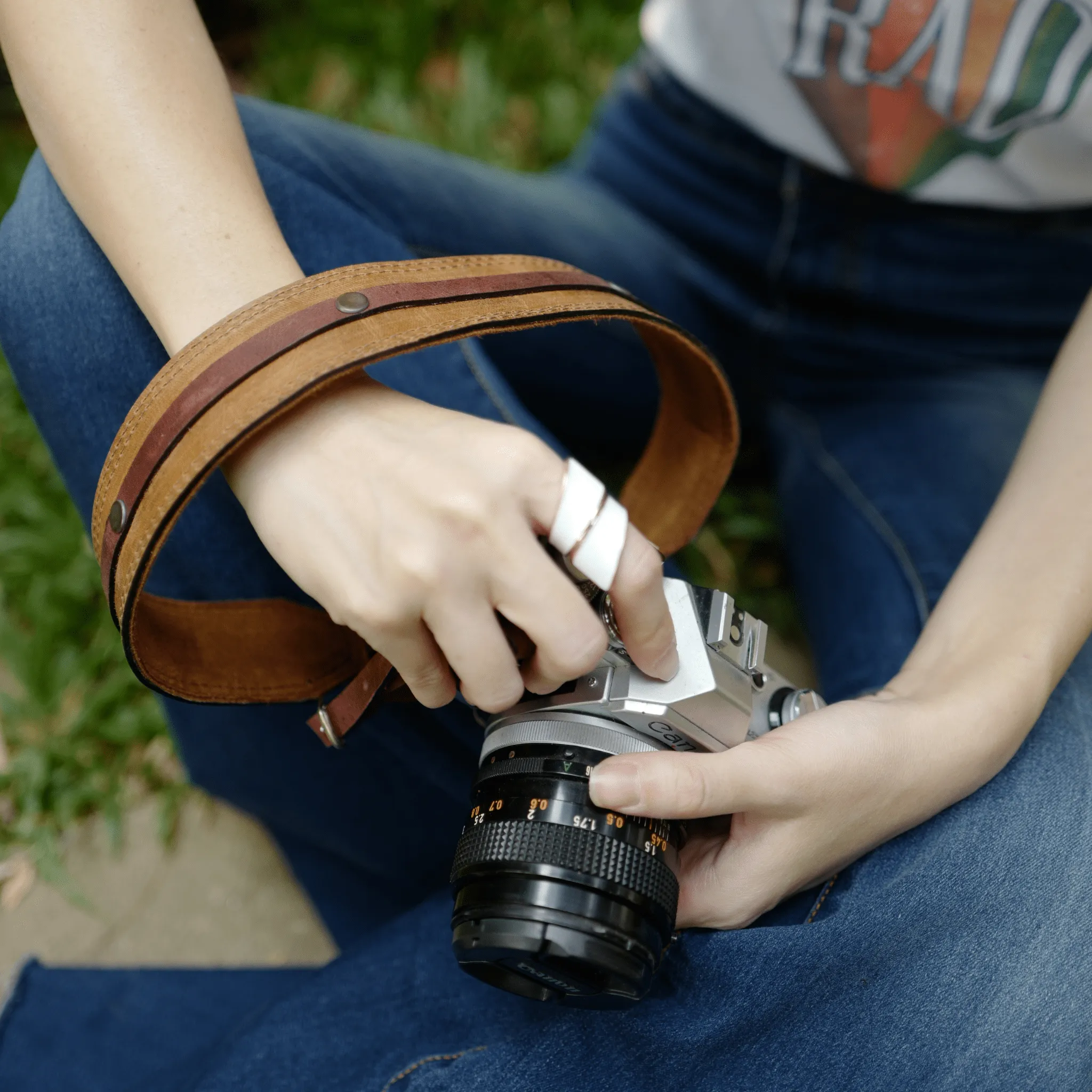 Dual Color Leather Camera Strap