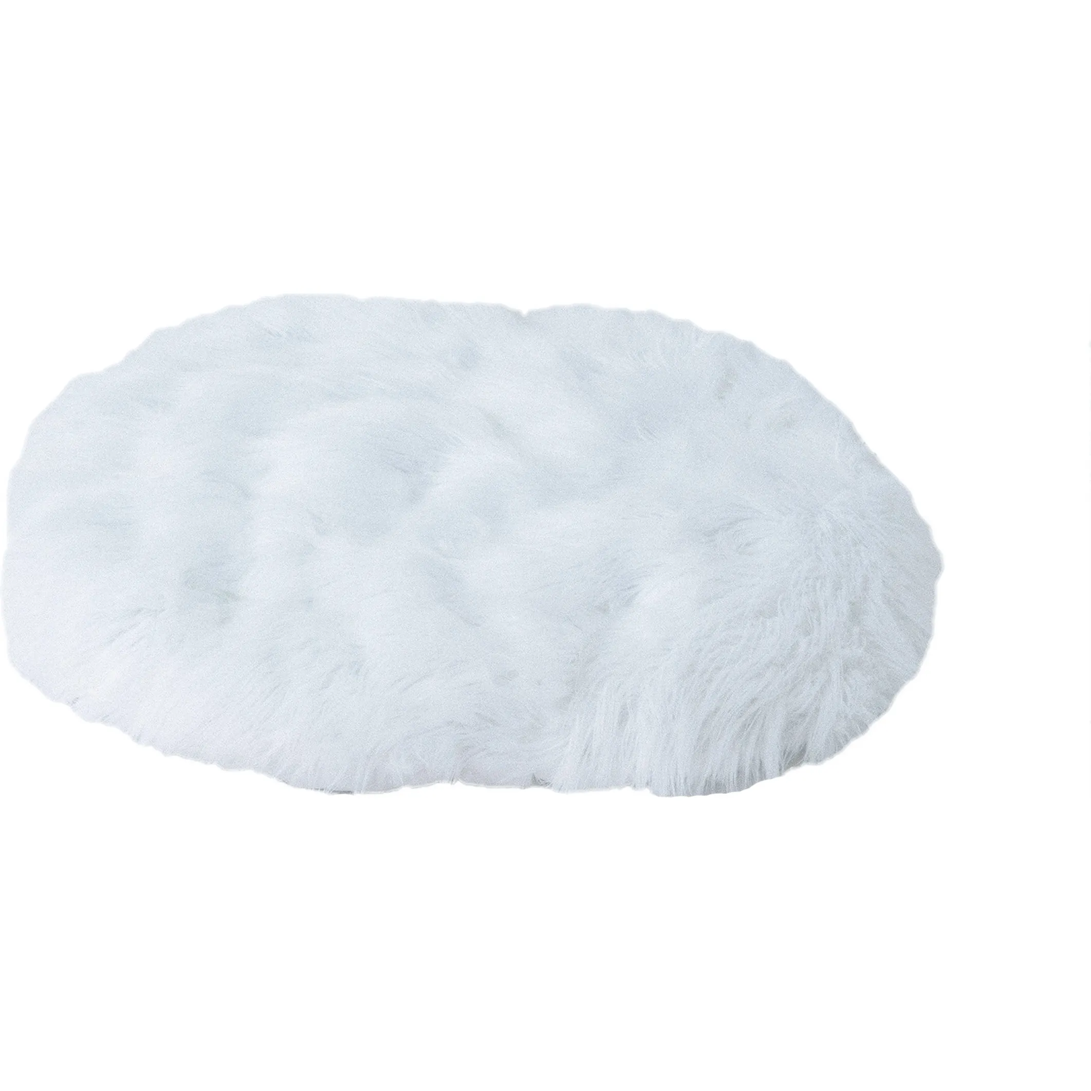 E&E Circle Luxury Shag Padded Play Mattress, White