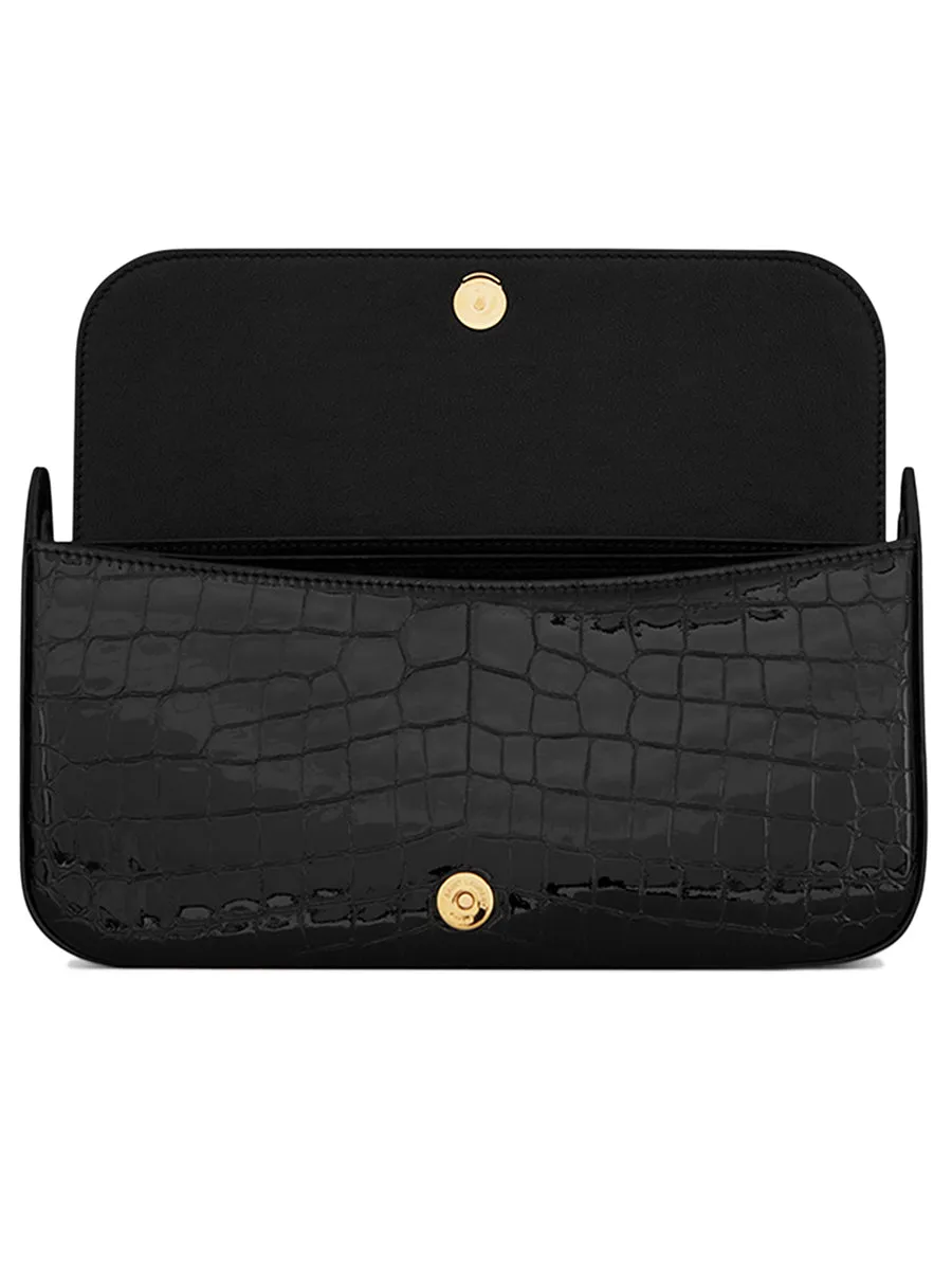 Elise Shoulder Bag in Alligator-embossed Patent Leather