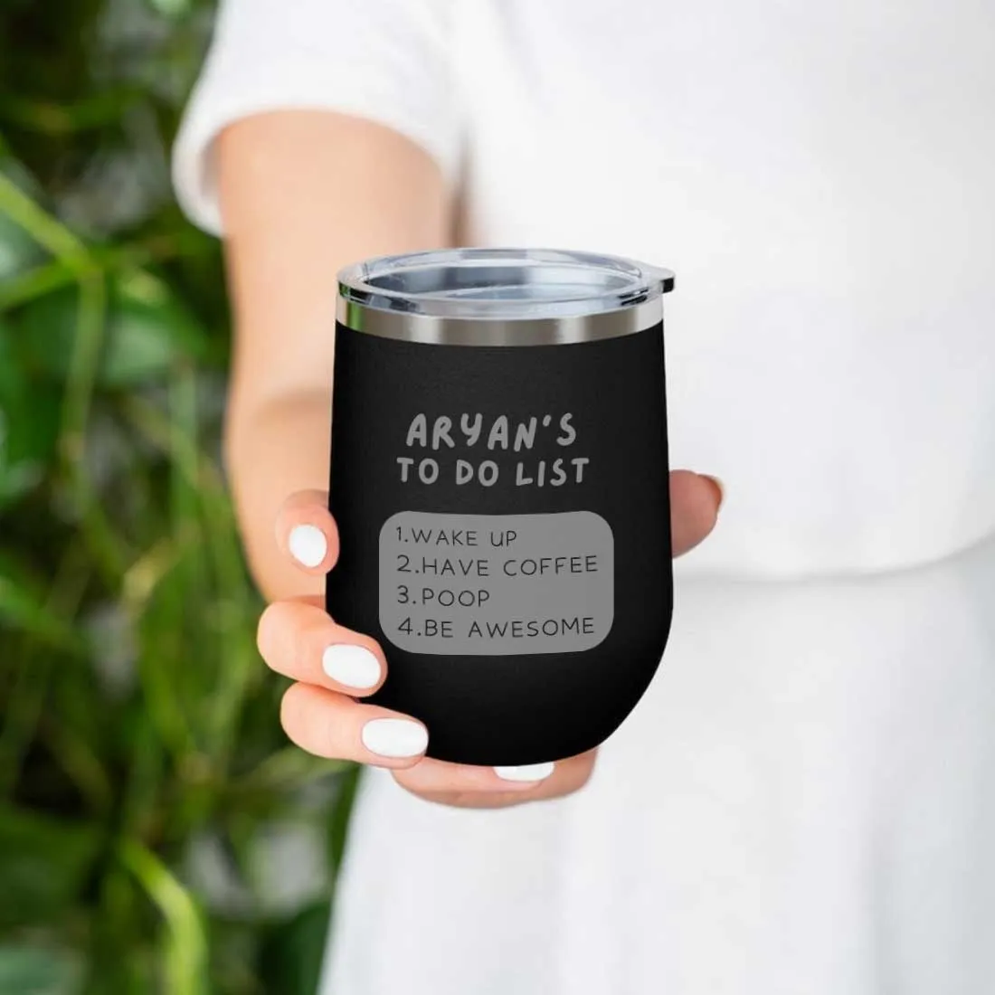 Engraved Personalized Stainless Steel Travel Coffee Cup With Lid for Office - To Do List