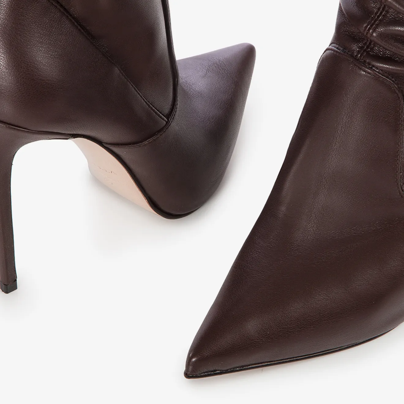 EVA THIGH-HIGH BOOT 120 mm Ebony brown stretch vegan leather over-the-knee boot
