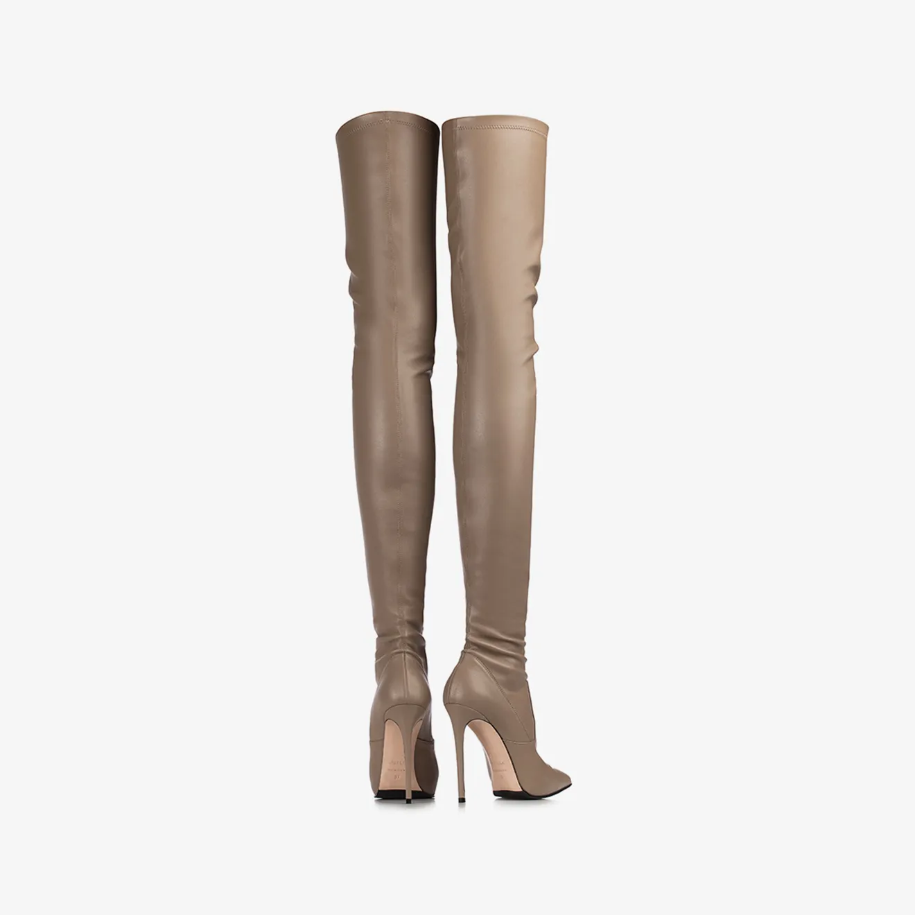 EVA THIGH-HIGH BOOT 120 mm Urban grey stretch vegan leather over-the-knee boot