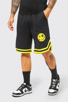 Face Graphic Mesh Basketball Tape Shorts