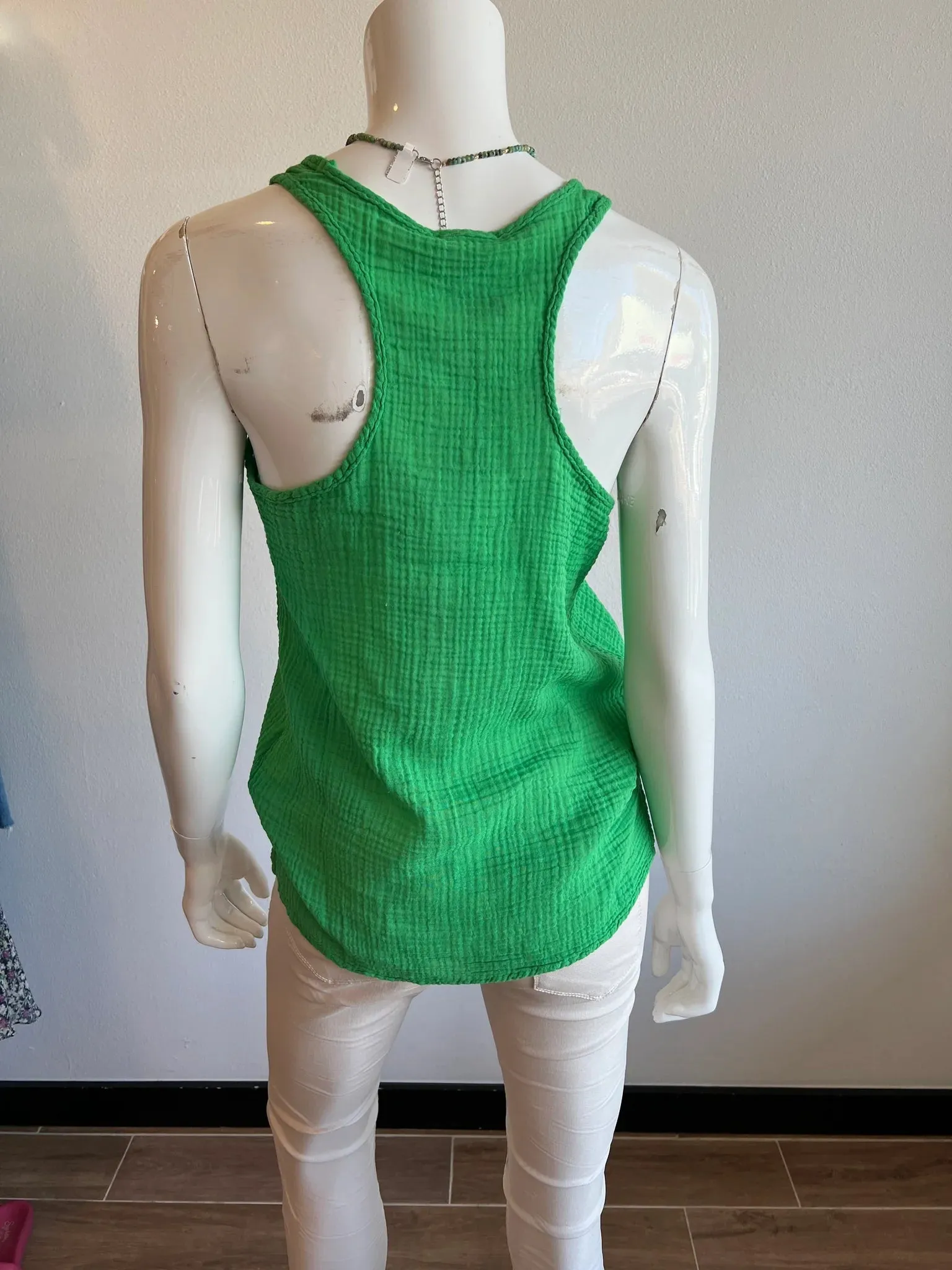 felicite Gauze Racerback Tank in Golf Course 