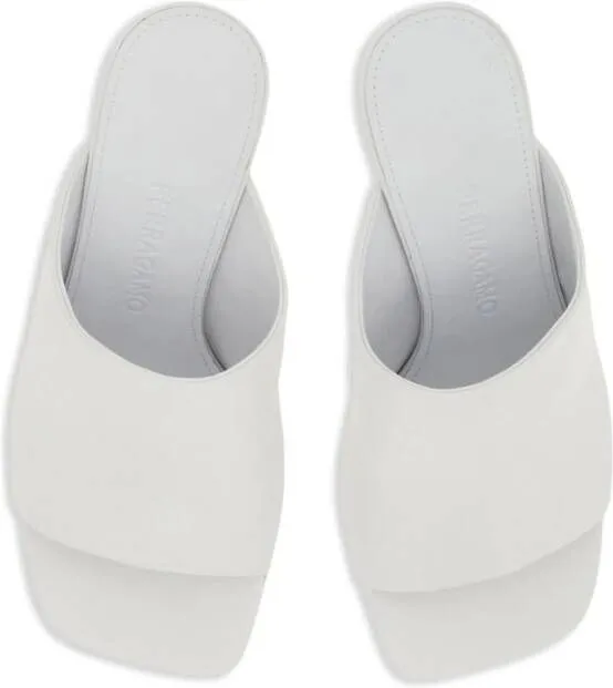 Ferragamo 85mm open-toe lambskin mules White