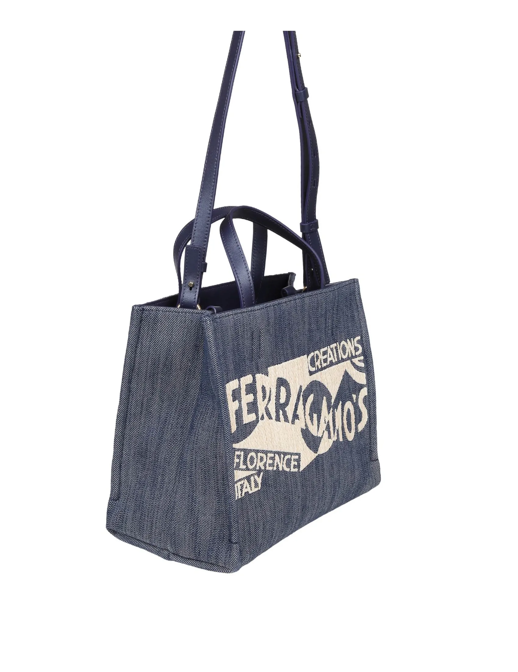 FERRAGAMO TOTE BAG (S) IN DENIM WITH LOGO