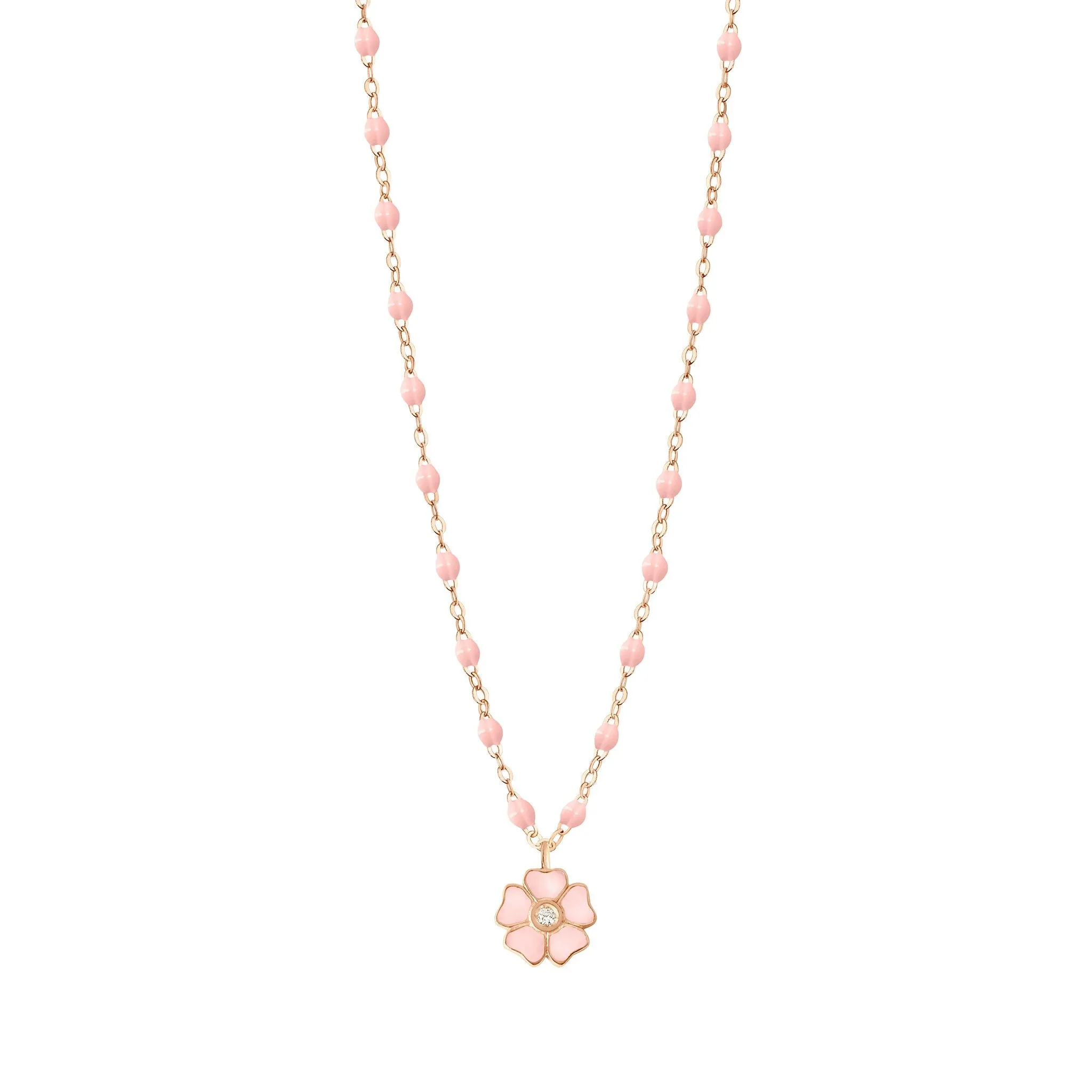 Flower Classic Gigi Baby Pink diamond necklace, Rose Gold, 16.5